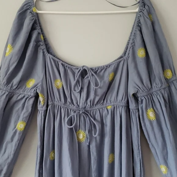 Free People Emory Embroidered Cotton-Linen Blend Maxi Dress size L - Picture 8 of 10